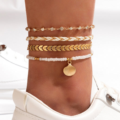 Raven Bohemian Beaded Anklet Set
