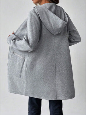Women's Autumn Long Sleeve Hoodie Jacket, Drop Shoulder