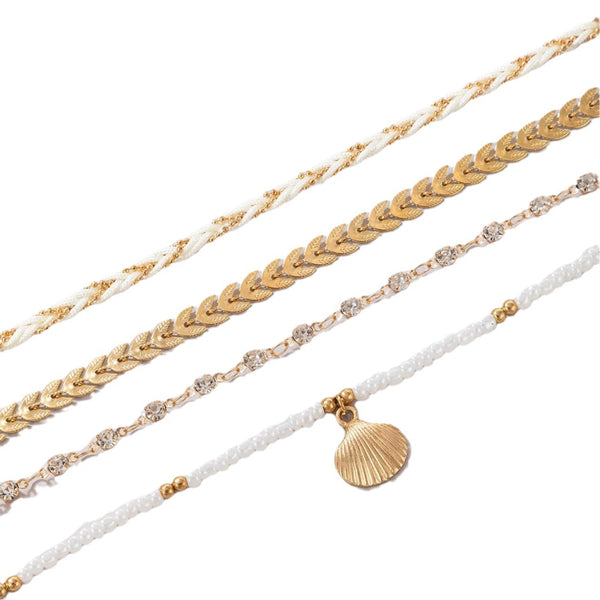 Raven Bohemian Beaded Anklet Set