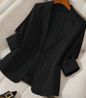Women's Spring  Autumn Stand Collar Long Sleeve Casual Solid Color Blazer