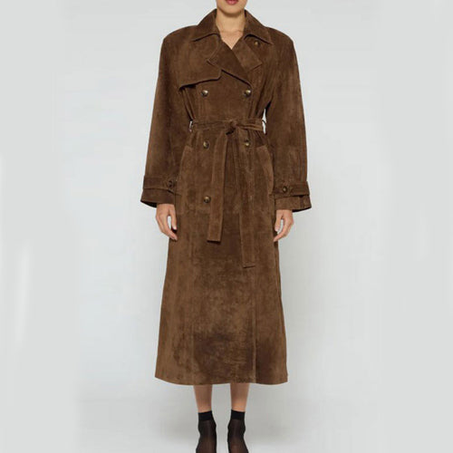 Beatrice Vintage Suede Belted Trench
