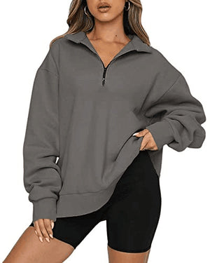 Harlow Zip-Collar Luxe Sweatshirt