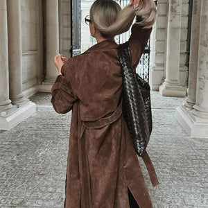 Beatrice Vintage Suede Belted Trench