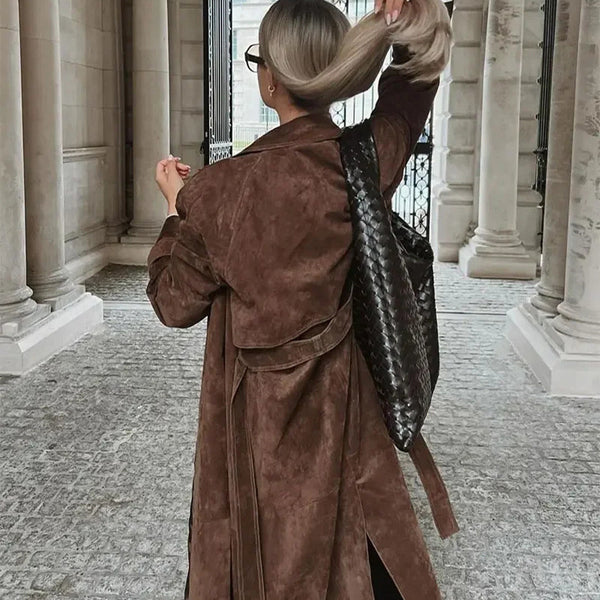 Beatrice Vintage Suede Belted Trench