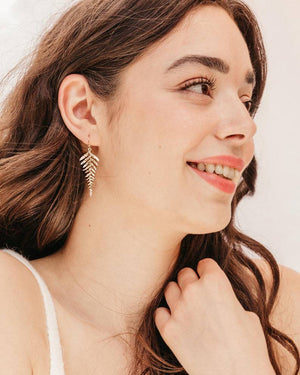 Aurelia Gold Leaf Tassel Earrings