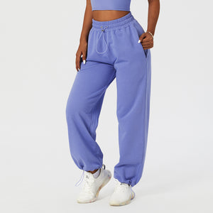 Autumn And Winter Drawstring Loose Bound Sports Pants For Women