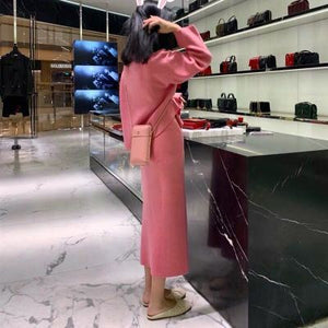 Autumn And Winter Women Wool Knitted Gentle Suit