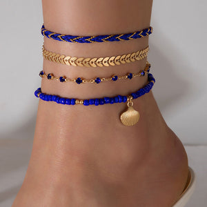 Raven Bohemian Beaded Anklet Set