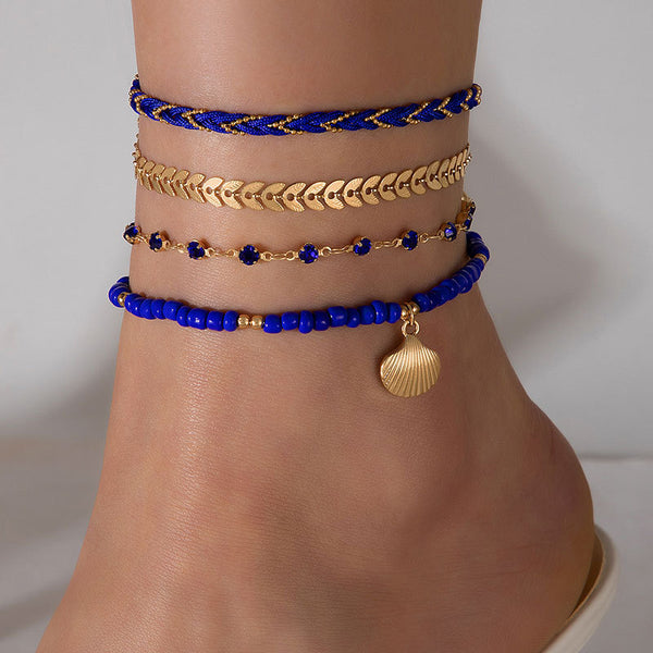 Raven Bohemian Beaded Anklet Set