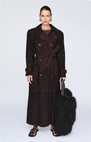 Beatrice Vintage Suede Belted Trench