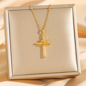 Evangeline Zircon Heart Cross Necklace