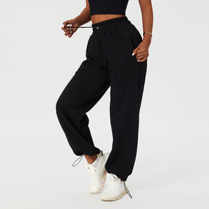 Autumn And Winter Drawstring Loose Bound Sports Pants For Women