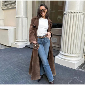 Beatrice Vintage Suede Belted Trench