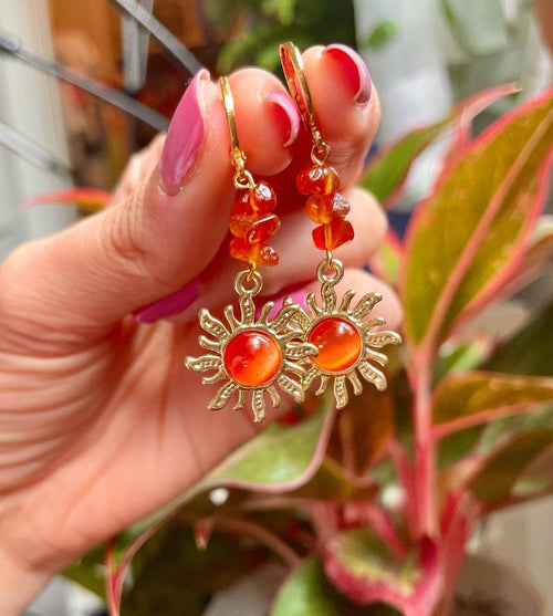Solene Quartz Sun Stud Earrings