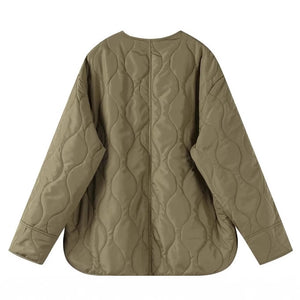 Women's Jacket Loose Round Neck Quilted Jacket