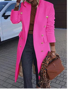Elara Woolen Double-Breasted Trench