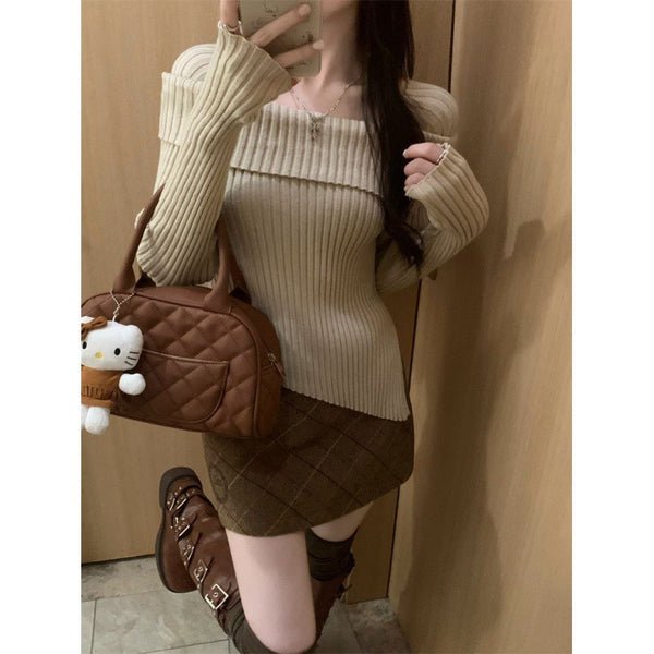 Irregular Off-shoulder Sweater For Women Autumn And Winter