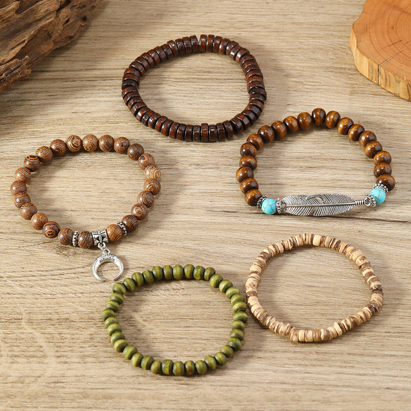 Luna Feather Crescent Bead Bracelet