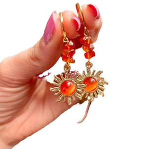 Solene Quartz Sun Stud Earrings