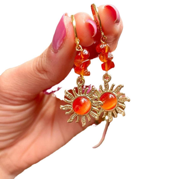 Solene Quartz Sun Stud Earrings
