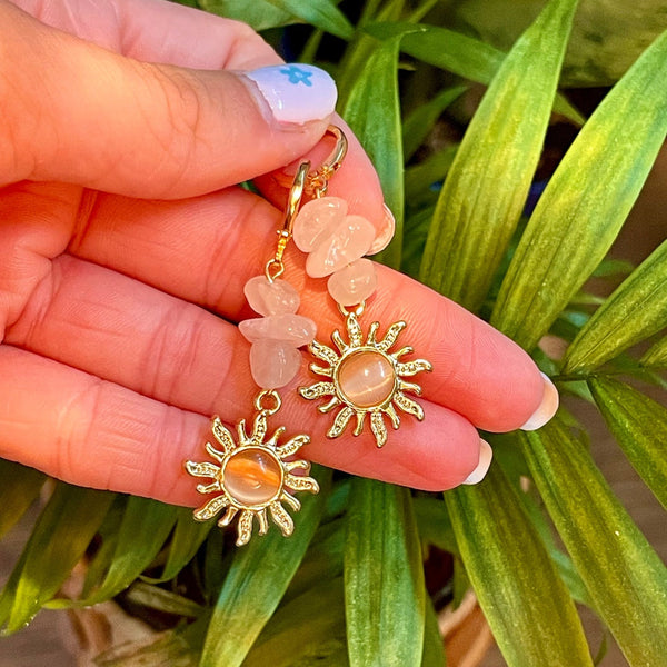 Solene Quartz Sun Stud Earrings