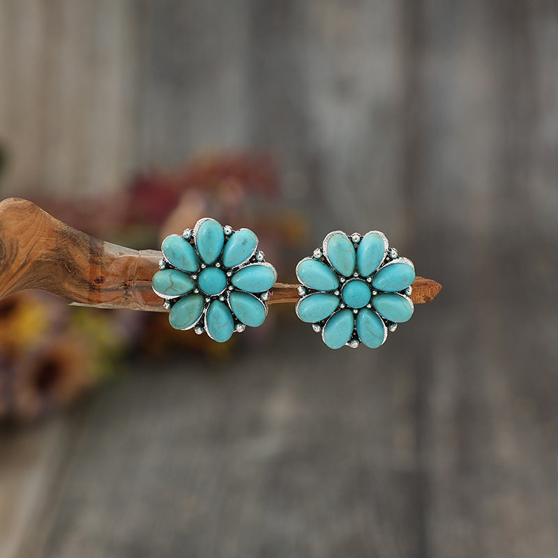 Ophelia Retro Turquoise Stud Earrings