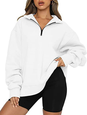 Harlow Zip-Collar Luxe Sweatshirt