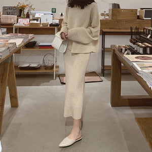 Autumn And Winter Women Wool Knitted Gentle Suit