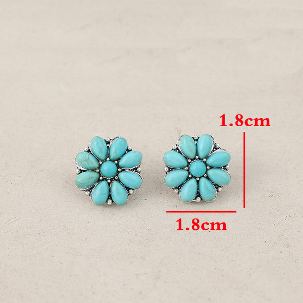 Ophelia Retro Turquoise Stud Earrings