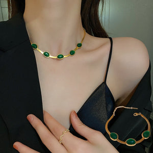 Seraphina Green Stone Boho Necklace
