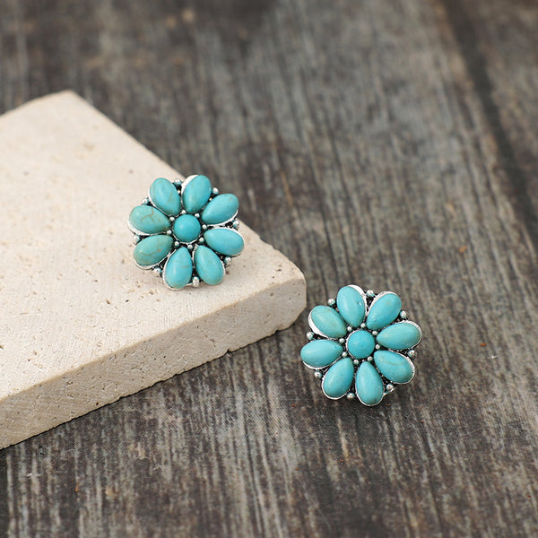 Ophelia Retro Turquoise Stud Earrings