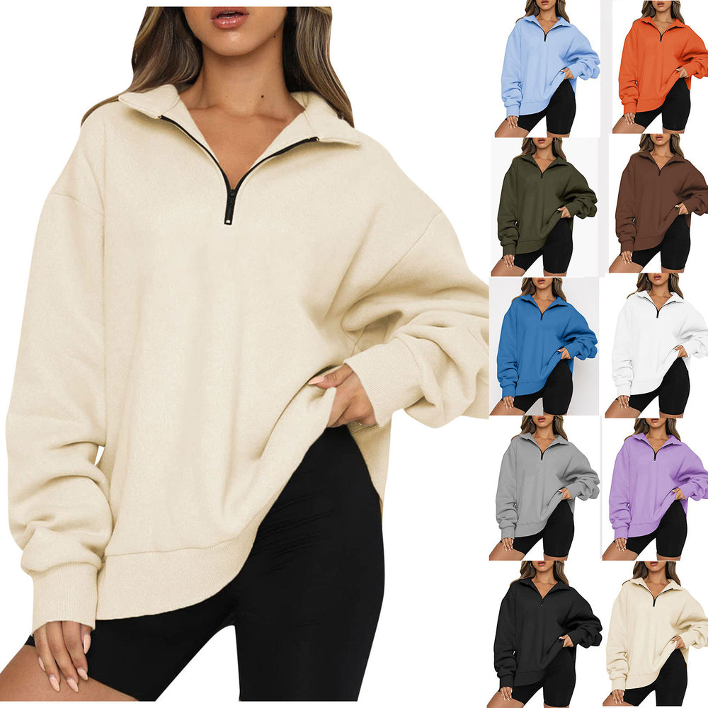 Harlow Zip-Collar Luxe Sweatshirt