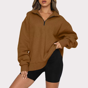 Harlow Zip-Collar Luxe Sweatshirt