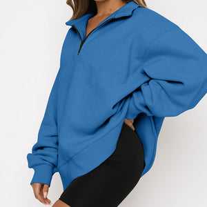 Harlow Zip-Collar Luxe Sweatshirt