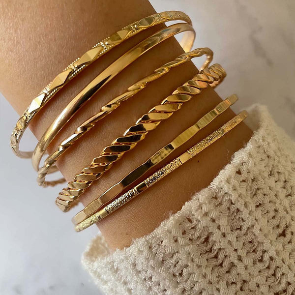 Giselle Geometric Chain Bangle Set
