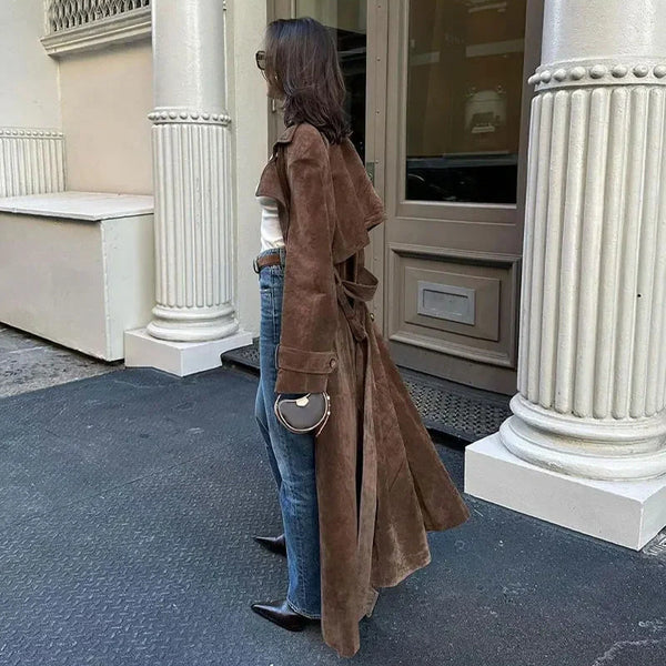 Beatrice Vintage Suede Belted Trench