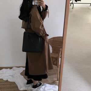 Women's Retro Loose Long Over Knee Jacket Trench Coat