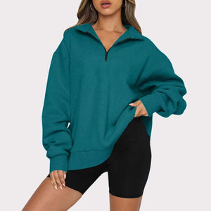 Harlow Zip-Collar Luxe Sweatshirt