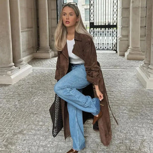 Beatrice Vintage Suede Belted Trench