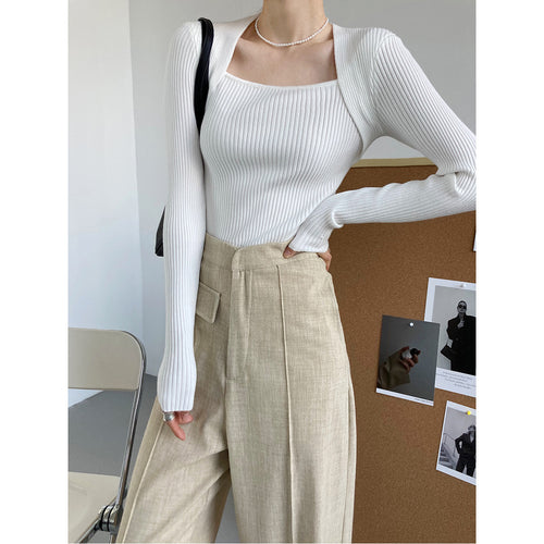 Autumn Long Sleeve Square Neck Knit For Women