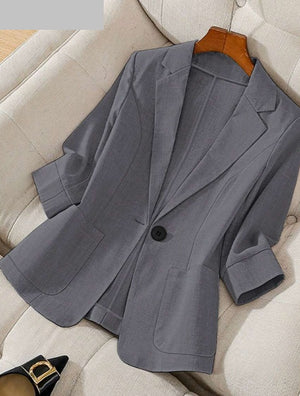 Women's Spring  Autumn Stand Collar Long Sleeve Casual Solid Color Blazer
