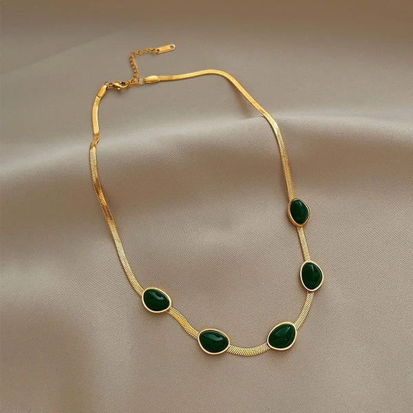 Seraphina Green Stone Boho Necklace